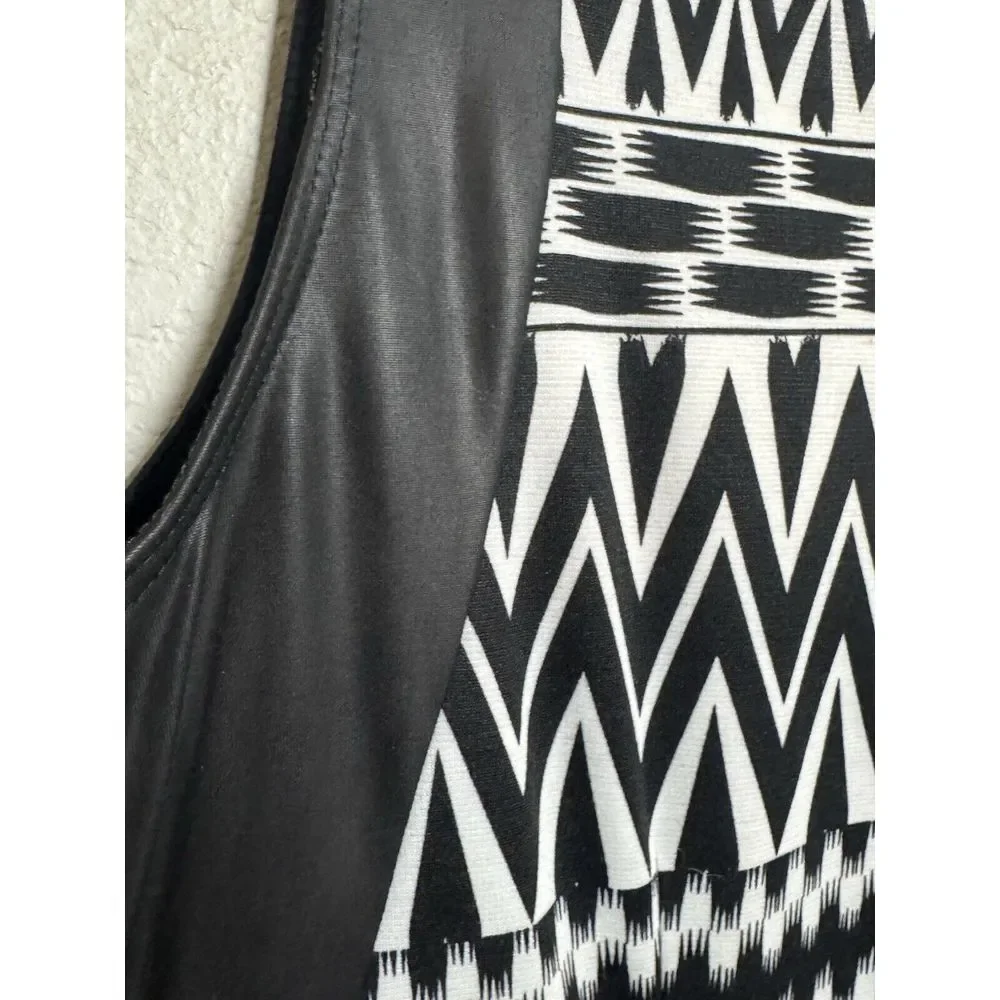 Ashley Stewart Midi Dress Size‎ 18 / 20 Black White Geometric Sleeveless Plus